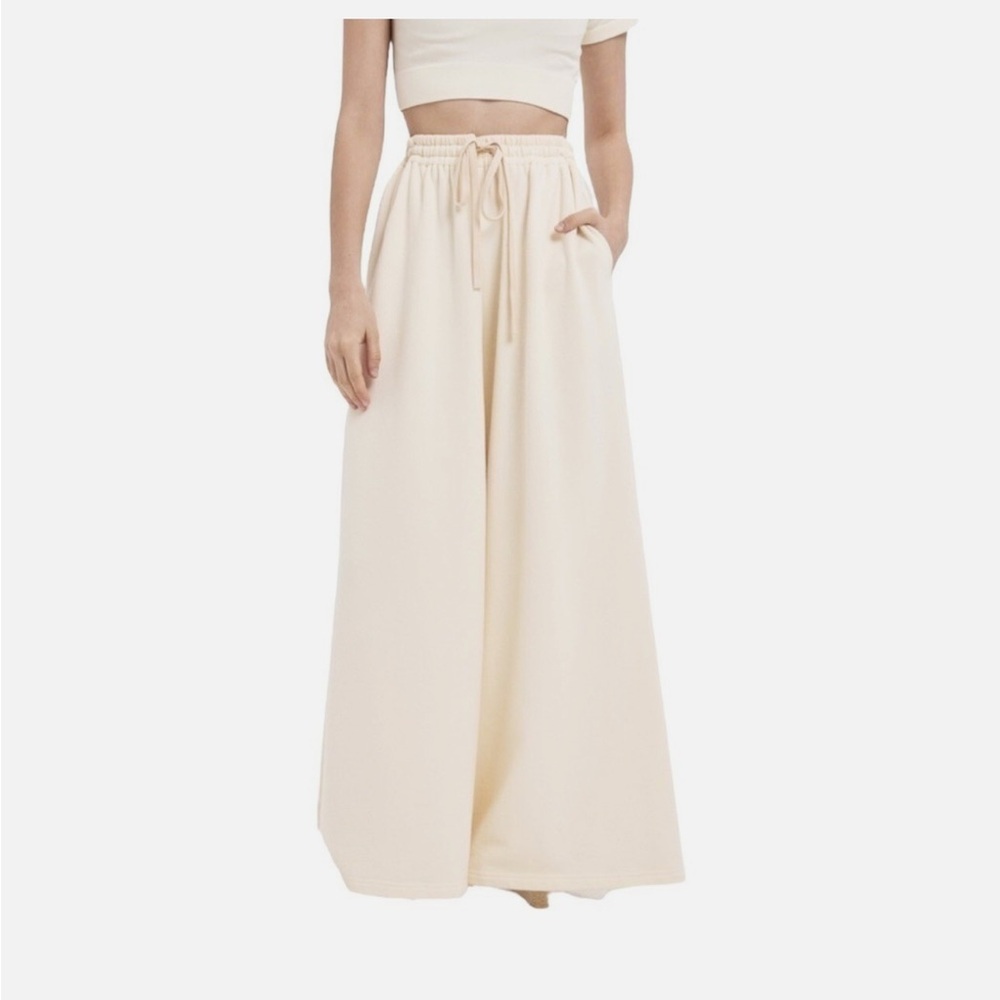 Nap Take A Nap Wide Leg Sweatpants in Cream